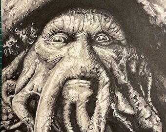 Original A3 Marker artwork of Pirates Of The Caribbean character Davey Jones