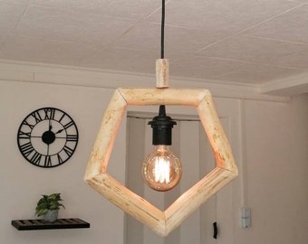 Handcrafted driftwood diamond chandelier – Natural seaside pendant light – Boho chic lighting – Made in France