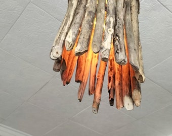 Driftwood chandelier, driftwood pendant light, contemporary hanging lamp, ceiling lamp, wooden lighting