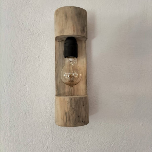 Wandleuchte aus Holz, Wandleuchte aus Holz, Lampe aus Treibholz, Wandleuchte aus Treibholz, Wandmontage, Wandleuchte, rustikale Beleuchtung