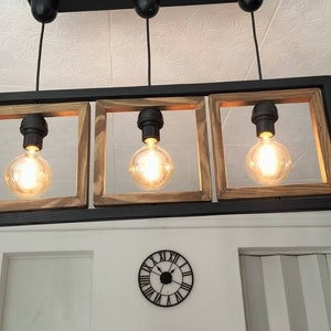 3-light wooden Iris chandelier, wooden pendant light, contemporary lamp, ceiling lamp, wooden pendant lighting