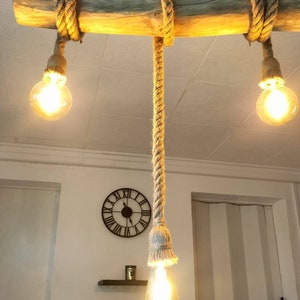 Lustre en bois flotté, suspension luminaire en bois flotté , lampe suspendue contemporaine, lampe de plafond, éclairage de pendentif image 8