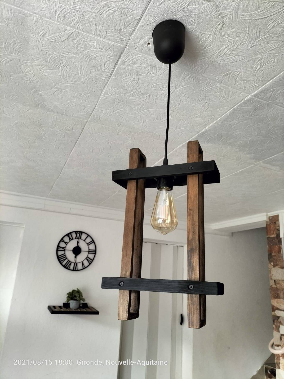 Suspension Luminaire Palette Design en Bois