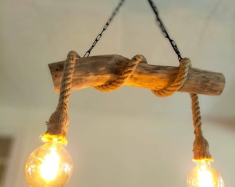 Lustre en bois flotté, suspension luminaire en bois flotté , lampe suspendue contemporaine, lampe de plafond, éclairage de pendentif