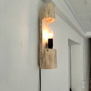 Natural driftwood bedside lamp, contemporary lamp, artisanal lamp, wooden lampshade, handmade lampshade