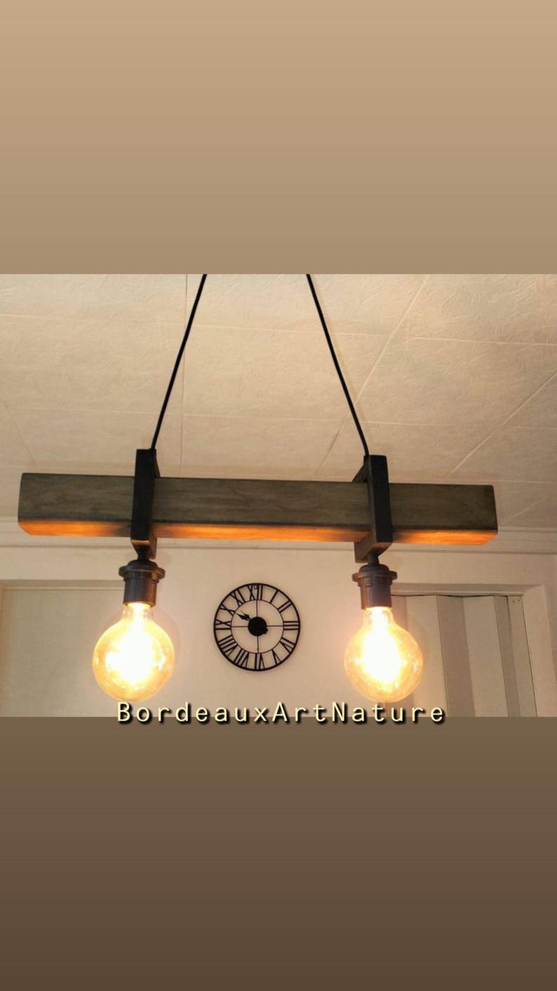 Two-light wooden chandelier, wooden pendant light, contemporary hanging lamp, ceiling lamp, handcrafted wooden lighting image 2