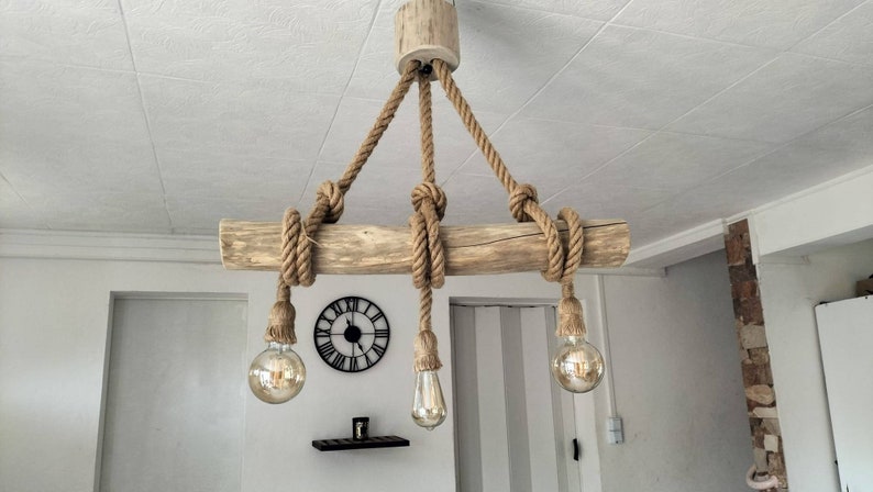 Lustre en bois flotté, suspension luminaire en bois flotté , lampe suspendue contemporaine, lampe de plafond, éclairage de pendentif image 1