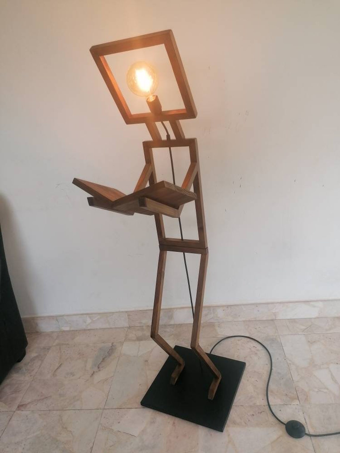 Lampadaire Bonhomme design en bois 100% artisanal - Etsy France
