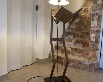 Bonhomme designer floor lamp in 100% handcrafted wood