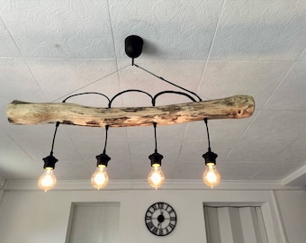 Natural driftwood chandelier, driftwood pendant light, contemporary hanging lamp, ceiling lamp, pendant lighting
