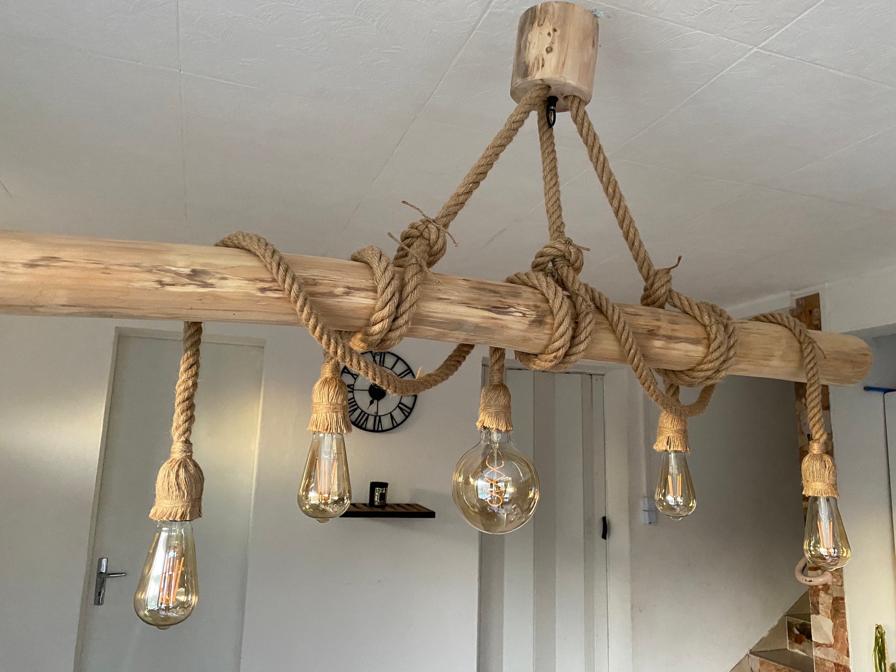 Lustre nature en bois flotté, suspension luminaire en bois flotté ,lampe  suspendue contemporaine - Un grand marché