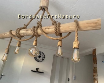 Nature-inspired driftwood chandelier, driftwood pendant light, contemporary hanging lamp, ceiling lamp, pendant light