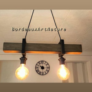 Two-light wooden chandelier, wooden pendant light, contemporary hanging lamp, ceiling lamp, handcrafted wooden lighting image 5