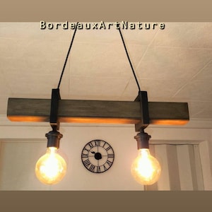 Two-light wooden chandelier, wooden pendant light, contemporary hanging lamp, ceiling lamp, handcrafted wooden lighting image 8