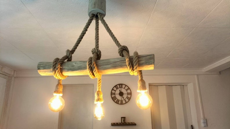 Driftwood chandelier, driftwood pendant light, contemporary hanging lamp, ceiling lamp, pendant lighting image 3