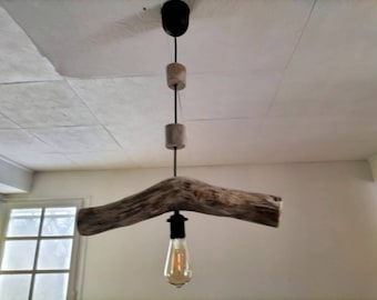 Lampadario in legno naturale, lampada a sospensione in legno, lampada a sospensione contemporanea, lampada da soffitto, illuminazione in legno