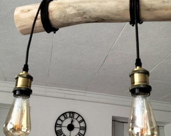 Hibiscus Driftwood Chandelier, Driftwood Pendant Light, Contemporary Hanging Lamp, Ceiling Lamp, Wood Lighting