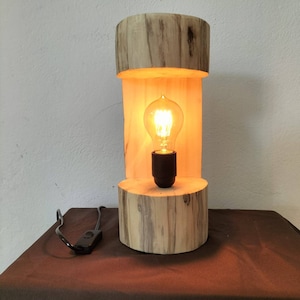 Natural driftwood bedside lamp, contemporary lamp, artisanal lamp, wooden lampshade, handmade lampshade
