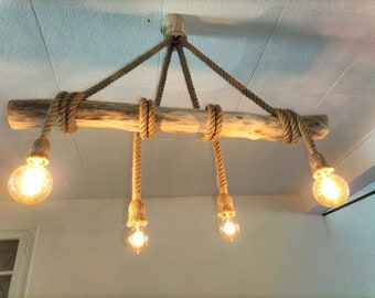 Lampadario in legno naturale, lampada a sospensione in legno, lampada a sospensione contemporanea, lampada da soffitto, illuminazione a sospensione
