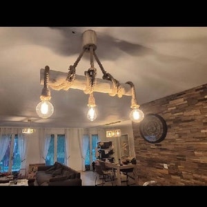 Lustre en bois flotté, suspension luminaire en bois flotté , lampe suspendue contemporaine, lampe de plafond, éclairage de pendentif image 2