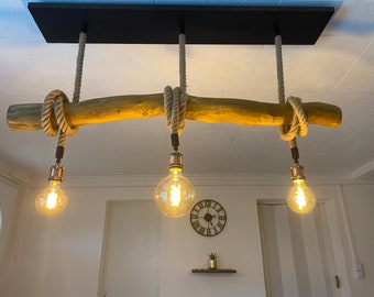 Driftwood chandelier, driftwood pendant light, contemporary hanging lamp, ceiling lamp, pendant lighting