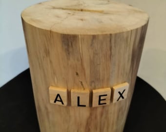 Customizable driftwood piggy bank