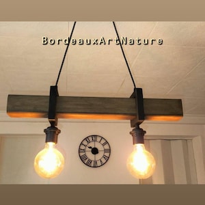 Two-light wooden chandelier, wooden pendant light, contemporary hanging lamp, ceiling lamp, handcrafted wooden lighting image 1