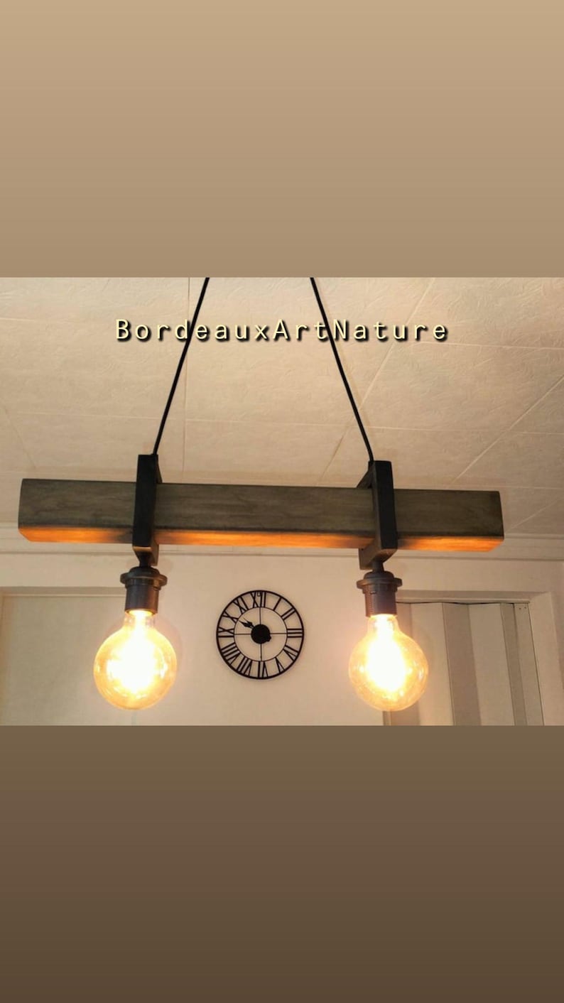 Two-light wooden chandelier, wooden pendant light, contemporary hanging lamp, ceiling lamp, handcrafted wooden lighting image 1