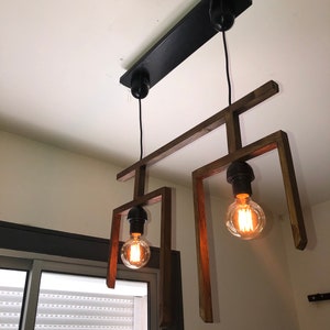 Mélisse wooden chandelier, wooden pendant light, contemporary hanging lamp, ceiling lamp, wooden lighting, artisanal