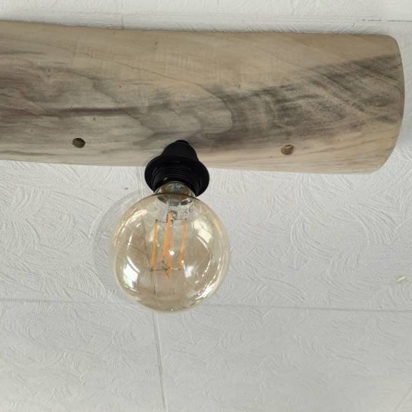 Lampe plafonnier Bûche en bois flotté, lampe cosy en bois flotté, suspension luminaire en bois flotté, lampe contemporaine en bois