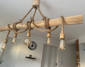 Lustre Nature en bois flotté, suspension luminaire en bois flotté ,lampe suspendue contemporaine, lampe de plafond, éclairage de pendentif