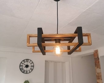 Suspension luminaire Palette design en bois