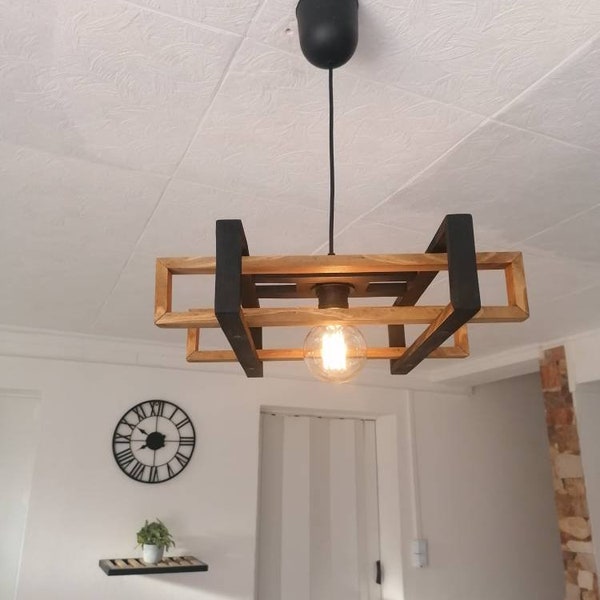 Suspension luminaire Palette design en bois