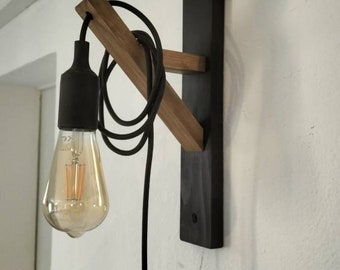 Lampada da parete in legno, lampada da parete in legno, montaggio a parete, lampada da parete, artigianale