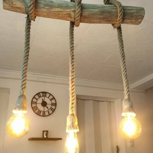 Lampadario in legno galleggiante, lampada a sospensione in legno galleggiante, lampada a sospensione contemporanea, lampada da soffitto, illuminazione a sospensione immagine 4