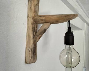 Wandleuchte aus Holz, Wandleuchte aus Holz, Lampe aus Treibholz, Wandleuchte aus Treibholz, Wandmontage, Wandleuchte, rustikale Beleuchtung