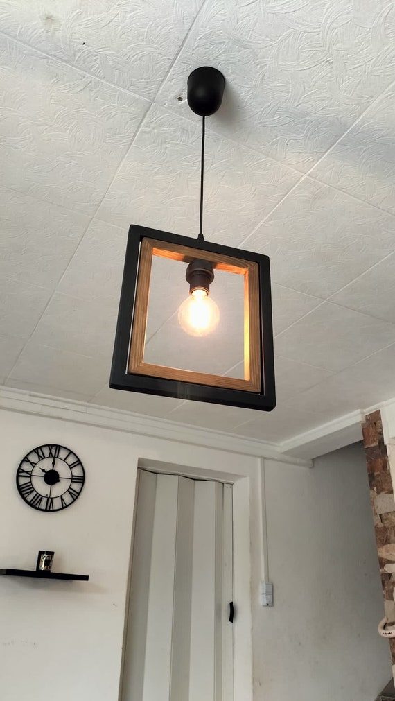 Lustre Iris 1 lumière en bois, suspension luminaire en bois, lampe suspendue contemporaine, lampe de plafond, éclairage en bois artisanal