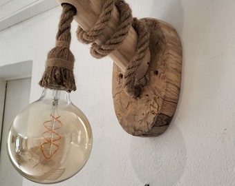 Wandleuchte aus Holz, Wandleuchte aus Holz, Lampe aus Treibholz, Wandleuchte aus Treibholz, Wandmontage, Wandleuchte, rustikale Beleuchtung