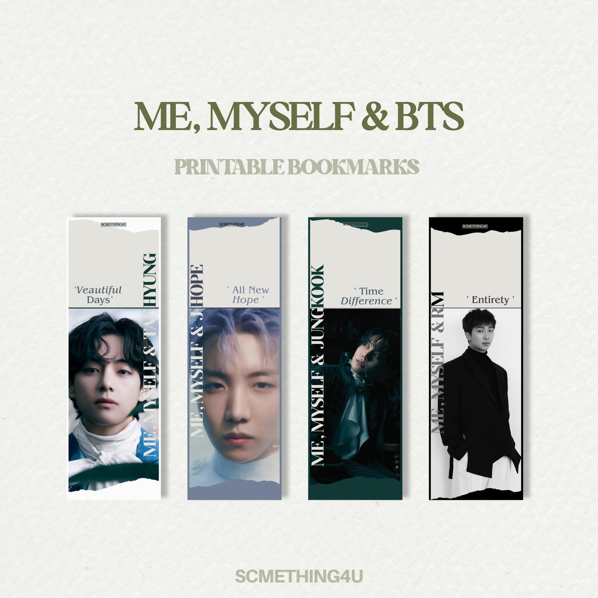 Set of 7 BTS Printable Bookmarks Kpop Fans, Bookmark Template, Army ...