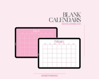 Blank Calendars - 5 Colorful Variations, Digital Download