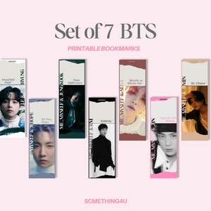 Set of 7 BTS Printable Bookmarks Kpop Fans, Bookmark Template, Army ...