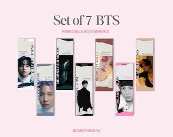 Set Of 7 BTS Printable Bookmarks - Kpop Fans, Bookmark Template, Army Book Lovers