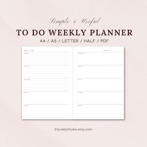 Weekly planner Insert Page, Printable Week at a Glance,Week on Two Page,A5,A4,Letter,Half,Undated Weekly Overview Schedule,Weekly To do list
