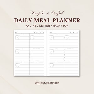 Printable Daily Meal Planner: Minimalist Menu & Grocery List (PDF)