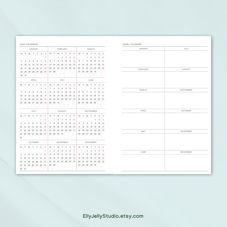 Printable 2024 Calendar Yearly Planner Insert,yearly Glance,yearly ...