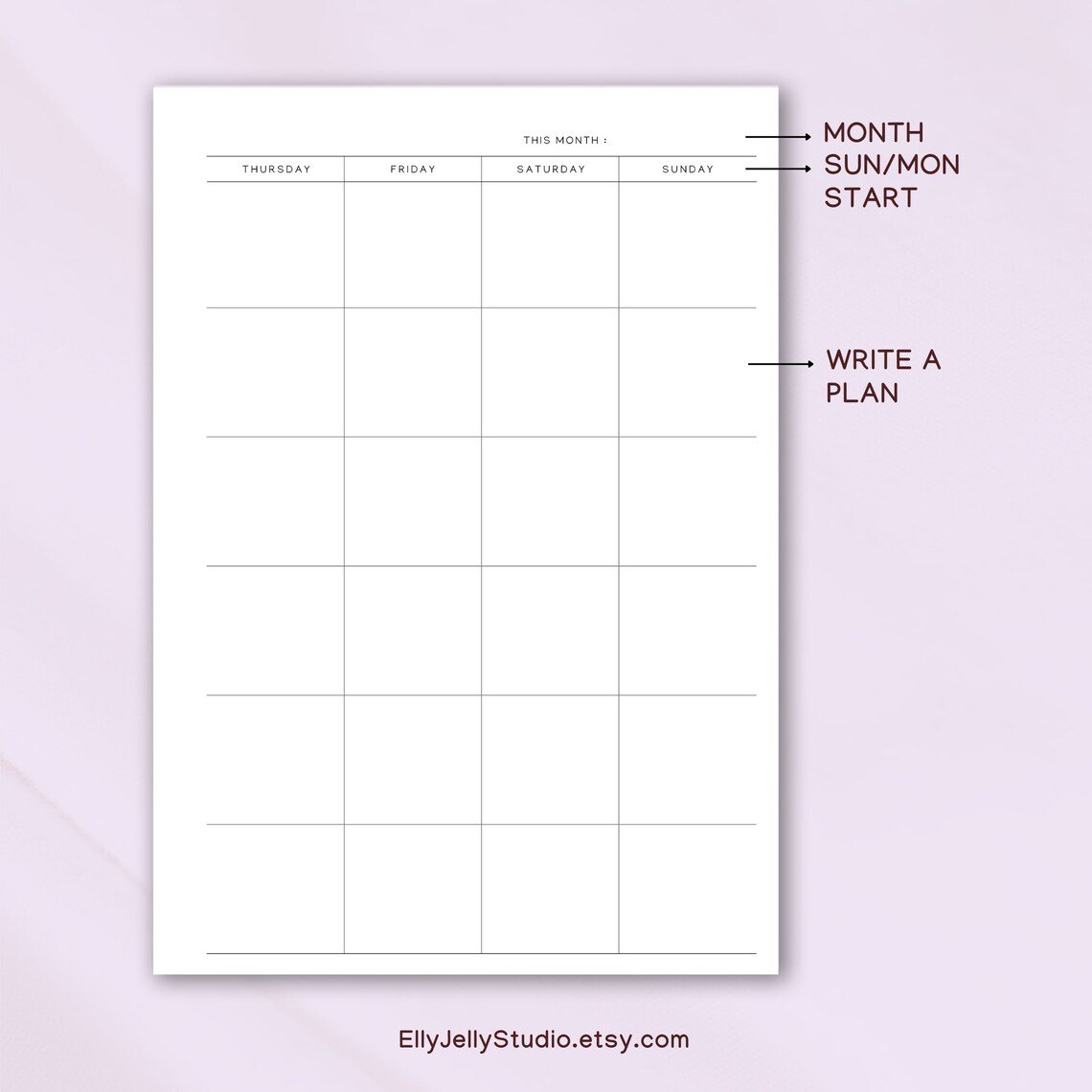 Printable Monthly Planner Insert: Blank, Grid, Lined (A4, A5, Letter ...