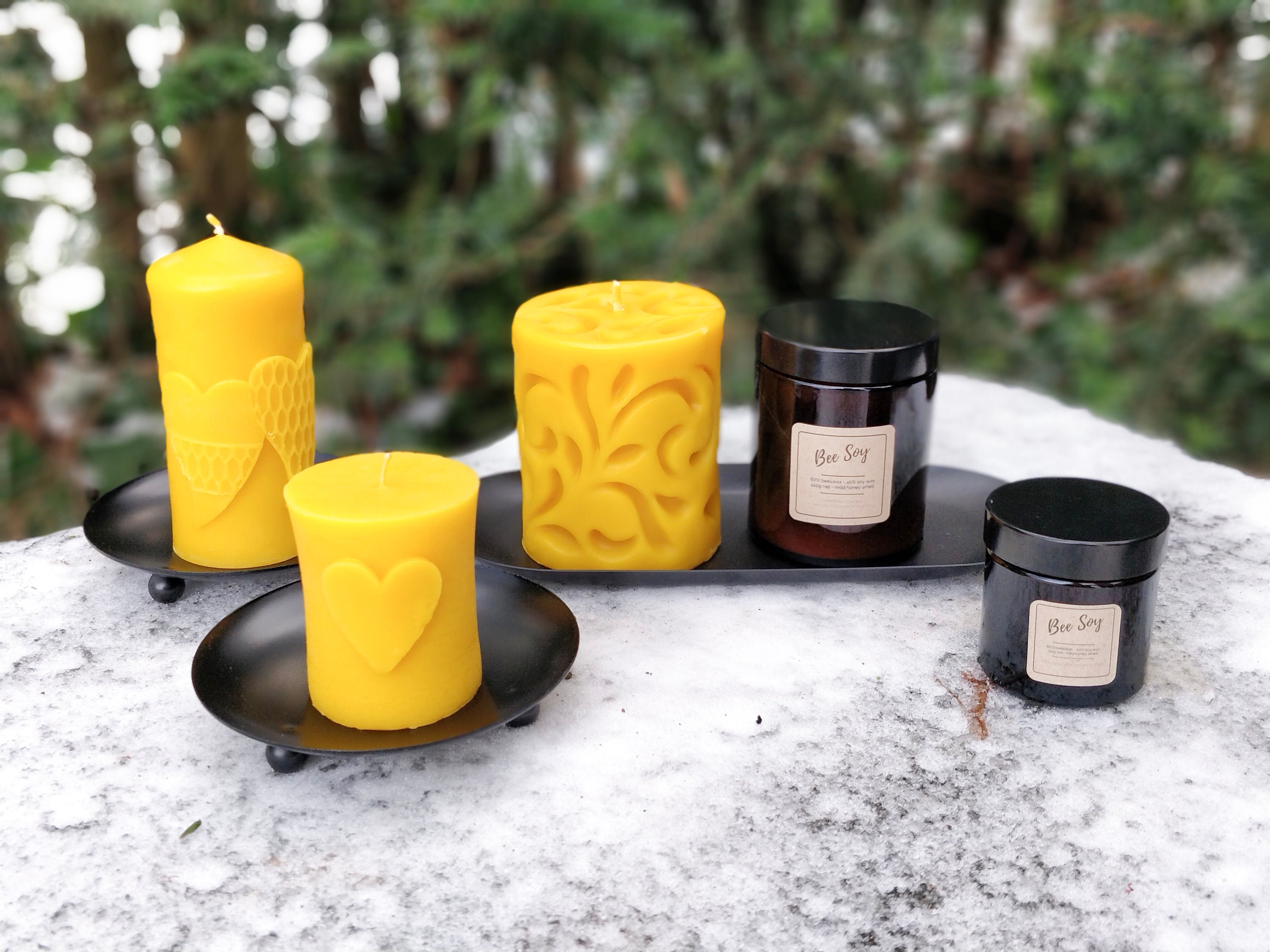 Beeswax candle. Nontoxic ecofriendly natural candle. Etsy