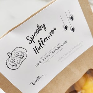 Spooky Halloween gift packaging. Candle gift wrapping for Halloween. Add gift packaging to our candles. Choose bag or box.