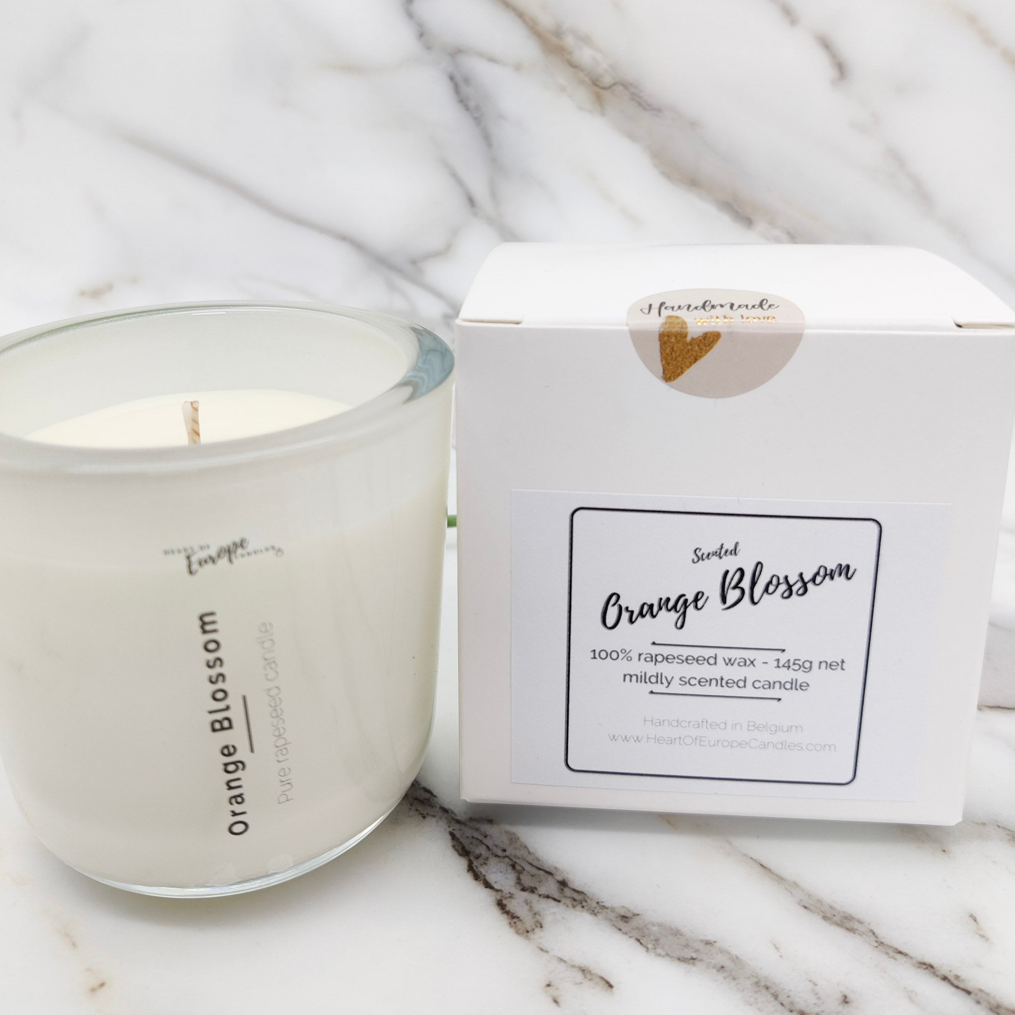 Orange Blossom Scented Candle. Pure Rapeseed Candle Handmade in Belgium