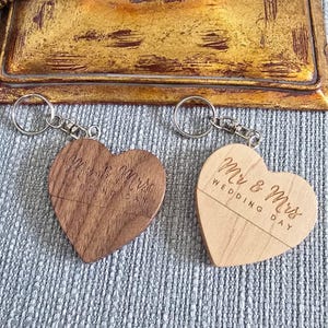 Flash drive USB pendrive memory Wooden heart keychain “ Wedding Day “